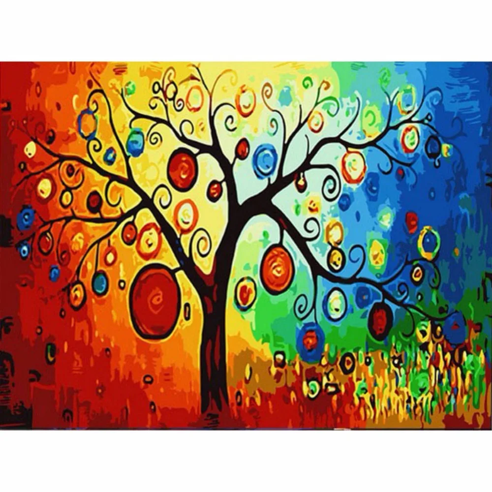 Digital Oil Painting on Canvas Frameless DIY Frame Pictures Paint by Numbers Home Decor Abstract Tree