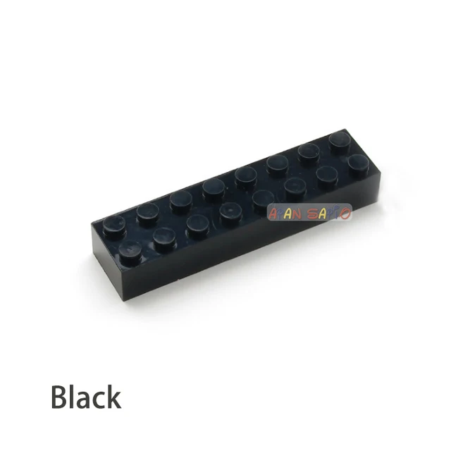 20pcs DIY Building Blocks Thick 2x8 Dots Educational Creative Toys for Children Figures Plastic Bricks Size Compatible With 3007 Black 20pcs