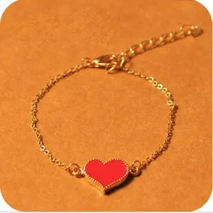 

Many Popular Style Fashion 2015 Elegant Lovely Gold Chain Red Heart Butterfly Black Four Leaf Clover Bangle Bracelet For Women