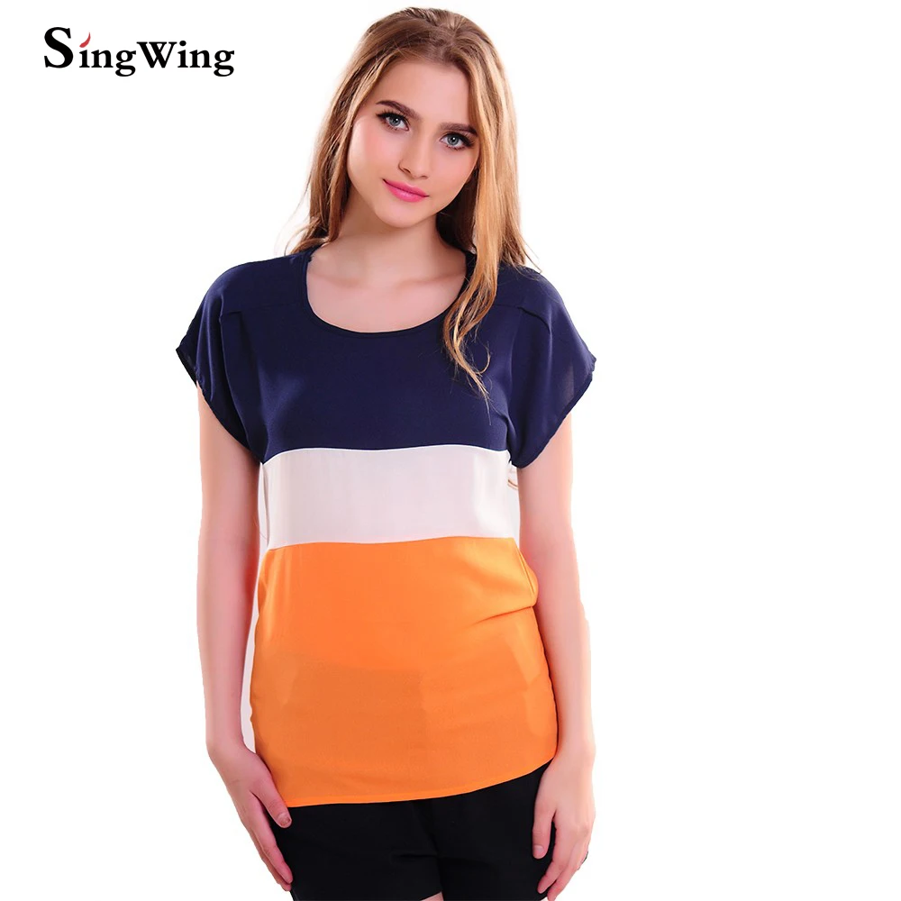 

Women Shirts Fashion T-Shirts Ladies Shirts Red Green Stripe Color Lady Short Sleeve Loose Tops T Shirts