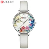 CURREN – montre en cuir blanc pour femmes, montre-bracelet à Quartz, fleur, à la mode, breloques, cadeau pour dames ► Photo 1/6