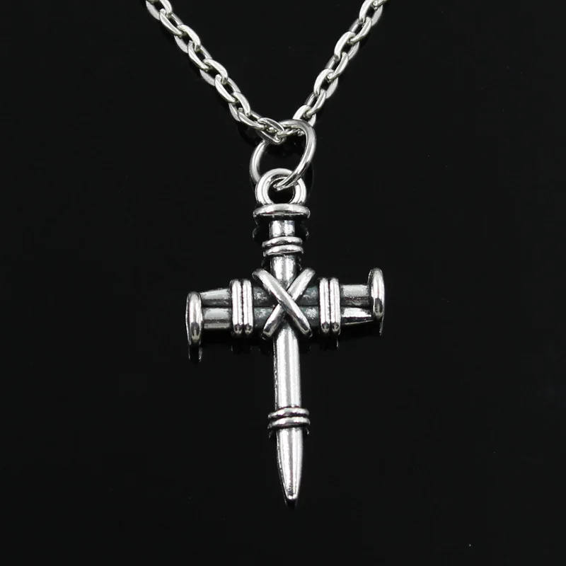 

new fashion cross dagger Pendants round cross chain short long Mens Womens silver necklace Jewelry Gift