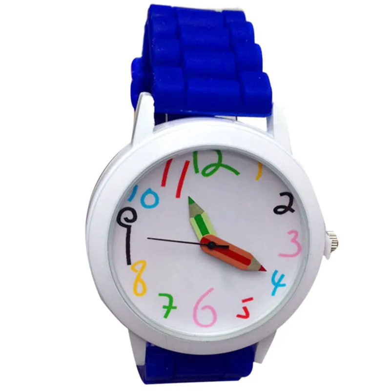 Умные цифровые модные детские наручные часы, кварцевые часы унисекс для мальчиков и девочек, красивые студенческие Универсальные часы Saat - Цвет: Синий