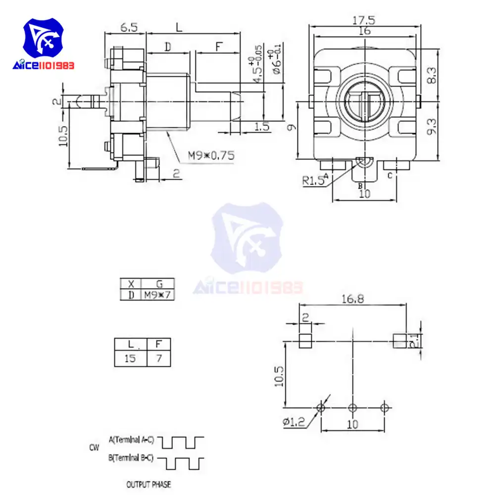 uxcell 360 Degree Rotary Encoder Code Switch Digital Potentiometers EC16 5 Pins 20 Digits 10Pcs