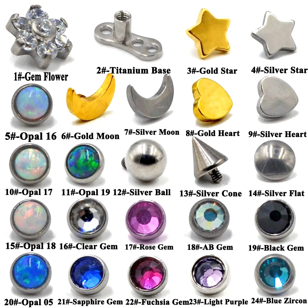 Dermal Piercing Jewelry Gold