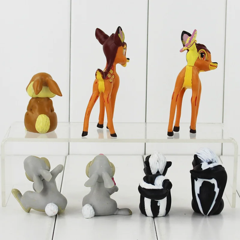 7pcs/lot Bambi Deer Figure Rabbit and His Friends Thumper with Flowers PVC Action Figure Toys Animals Great Gifts For Kids 6-9cm