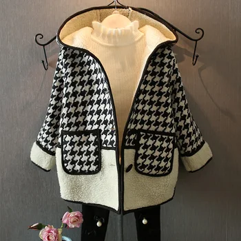 

new kids jacket for girl winter coat baby girls clothes plaid girl coat long style hoodies children clothing jackets girls