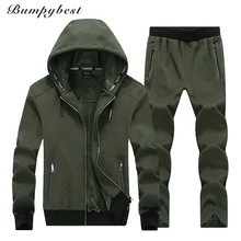 Bumpybeast, Зимняя Теплая мужская спортивная одежда, толстовки, куртка+ штаны, толстый спортивный костюм, комплект из двух предметов, спортивный костюм для мужчин, одежда