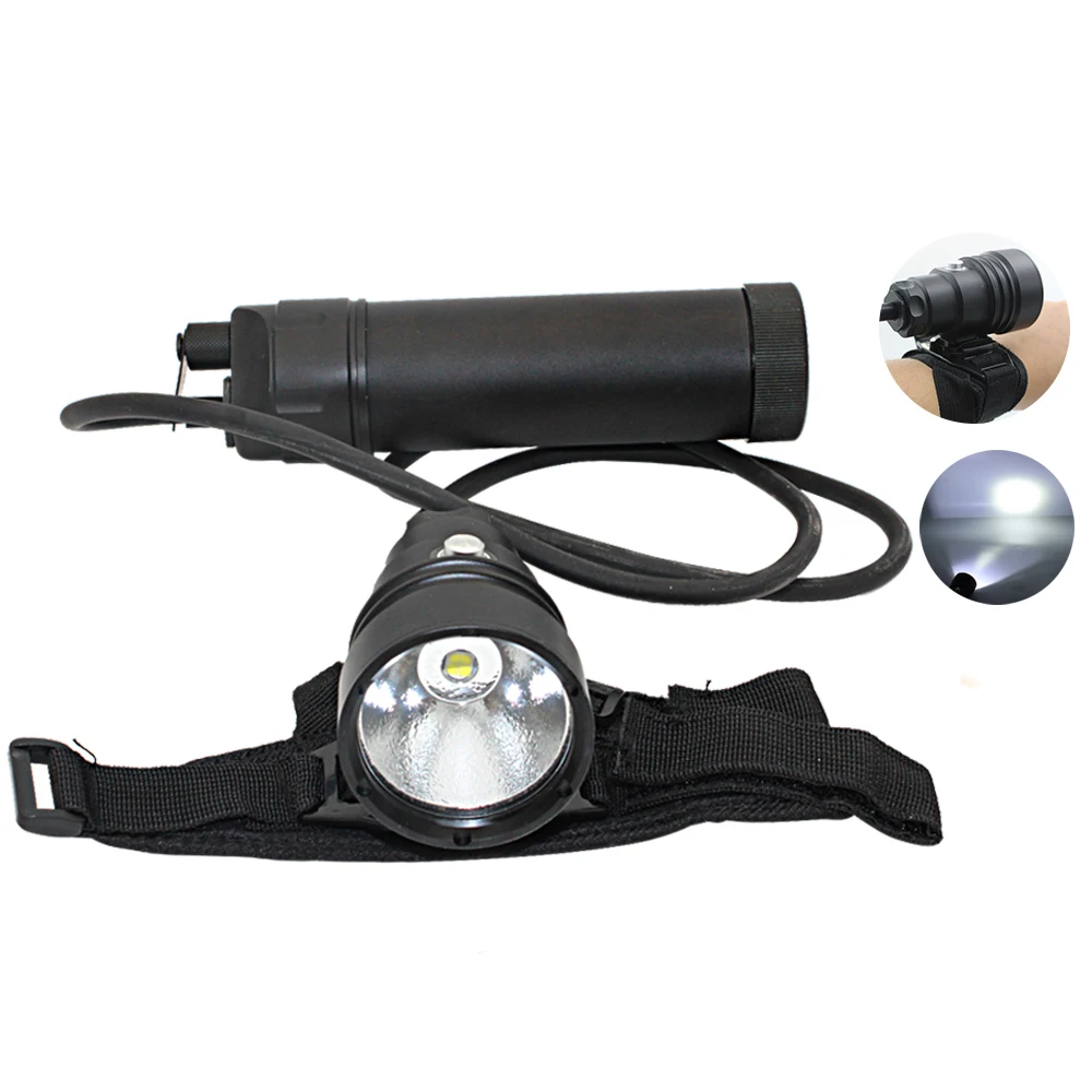 XHP70.2 LED Diving Flashlight Waterproof Underwater Video 100M Powerful Canister Split Type XHP70 Scuba Dive Torch Lamp Light