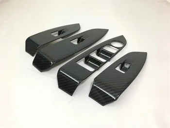 

Abaiwai For Mazda CX-3 CX3 2015-2017 2018 LHD ABS Carbon Fiber Interior Car Door Window Lift Switch Plate Cover Trim 4pcs/set