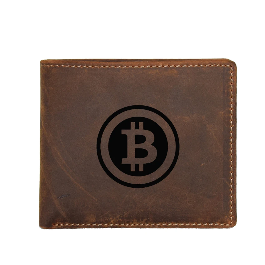 

Bitcoin Wallets Men Custom Name Small Purses RFID Protection Multi Card Holders Coin Pocket 100% Genuine Leather Short Wallets
