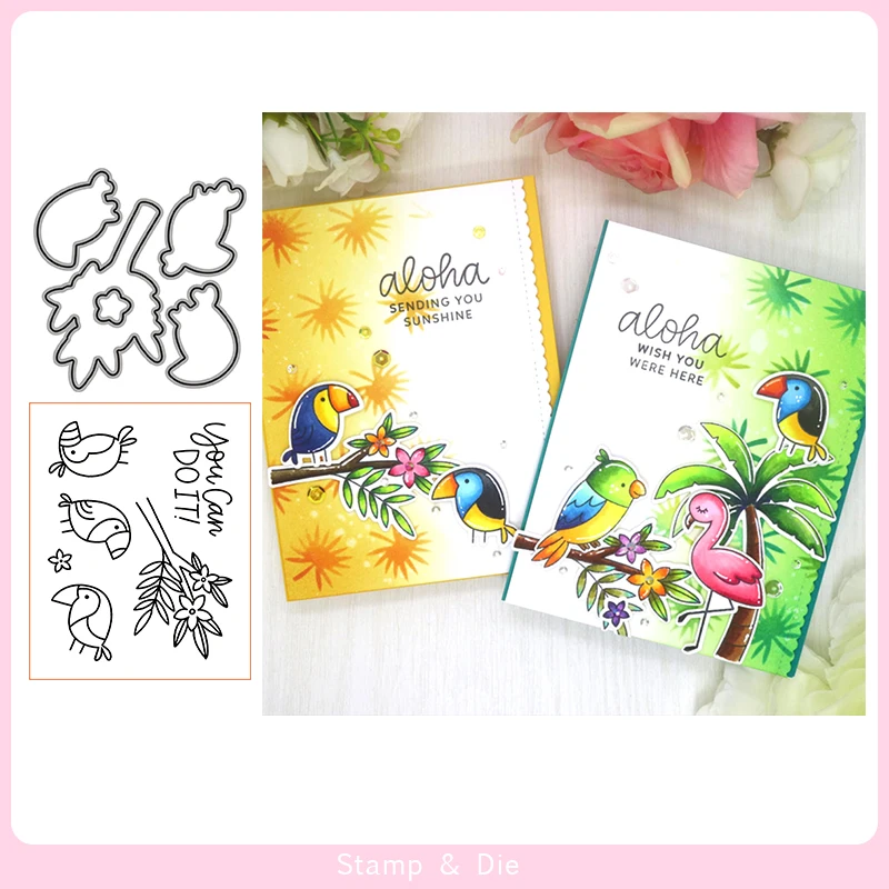 

Summer Toucan stamp and Cutting Dies for DIY Scrapbooking Photo Album Decorative Embossing Paper Card Crafts Die Cut 2019