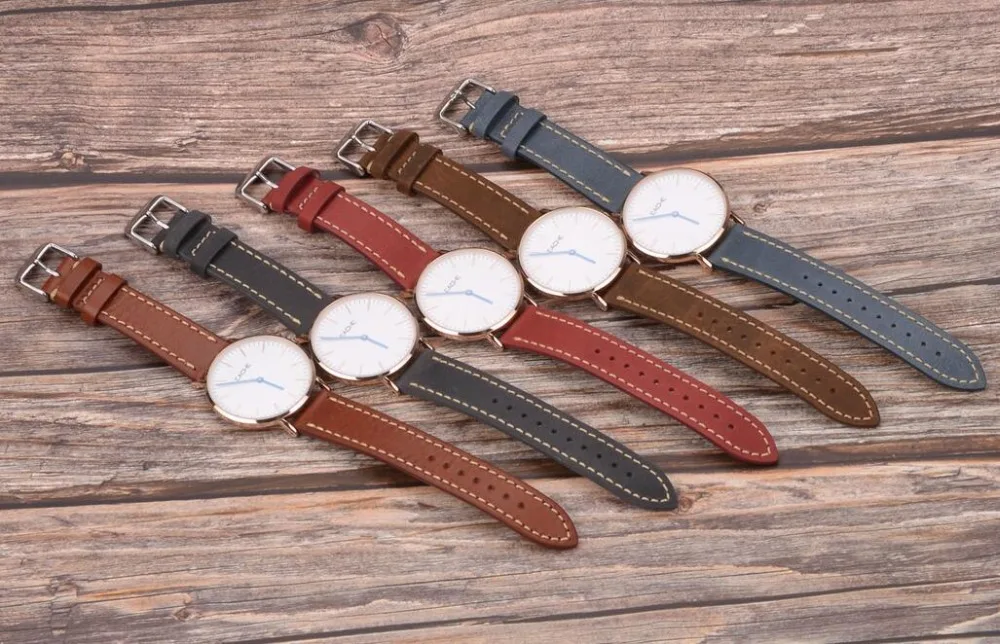 EACHE Classical Quick Release Spring bar Watch Bands 18mm 20mm 22mm More Colors Leather Watch Strap