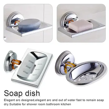 

ABS Soap Dish Holder Cup Box Strong Vacuum Suction Cup Soap Storage Dish Box For kitchen Bathroom Accessories