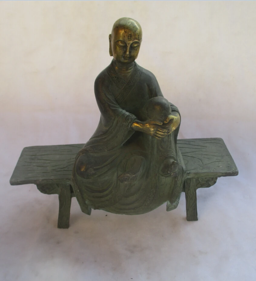 

Chinese Old Bronze Gold gilt Carved Tang Dynasty Buddha Statue/ Antique Sculpture