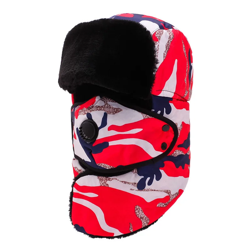 

Fashion Camouflage Hat Thick Warm Winter Hats Earmuffs Windproof Men Women Skiing Bomber Hat