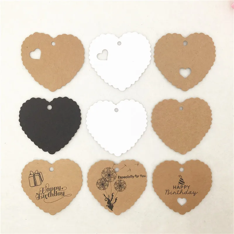 50 шт./лот 6,5x6 см самодельное сердечко офисные записная свадебные конфеты, печенье Украшение Бумага карты навесные лейблы