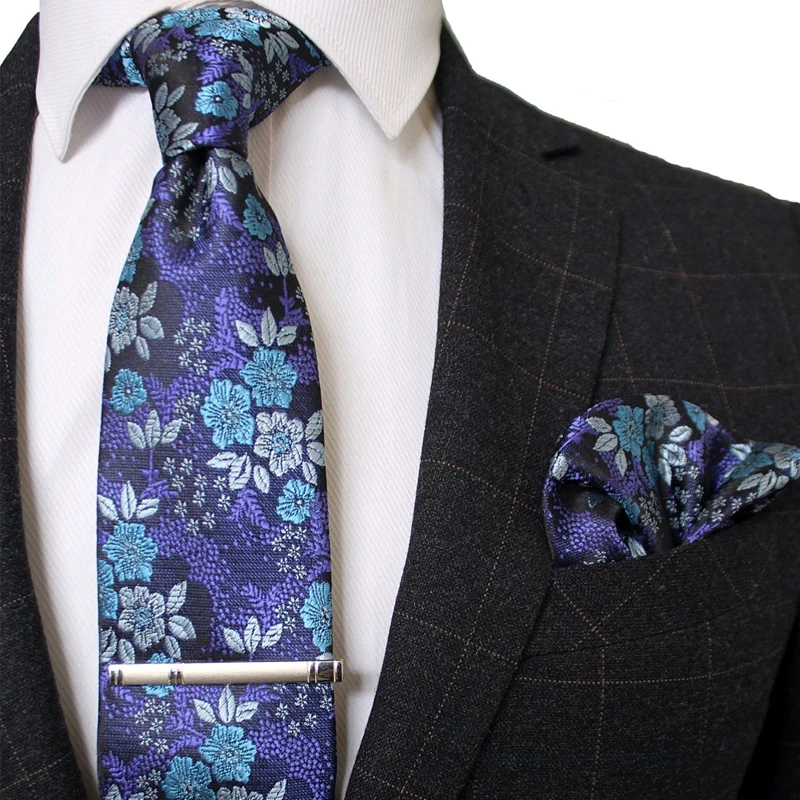 JEMYGINS шелк Цветочный шейный платок клип Hanky набор ручной работы галстук высокого качества карман квадратная игла для молодых мужчин вечерние костюмы