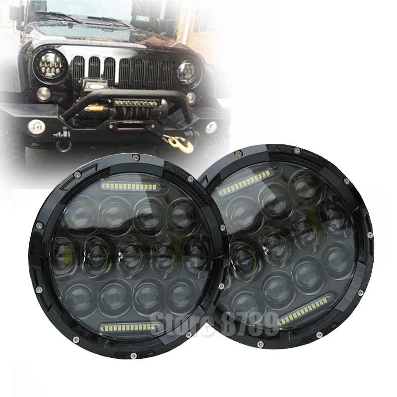 7'' 75W LED Headlight H4 DRL High Low Beam For Jeep Wrangler CJ JK TJ Offroad