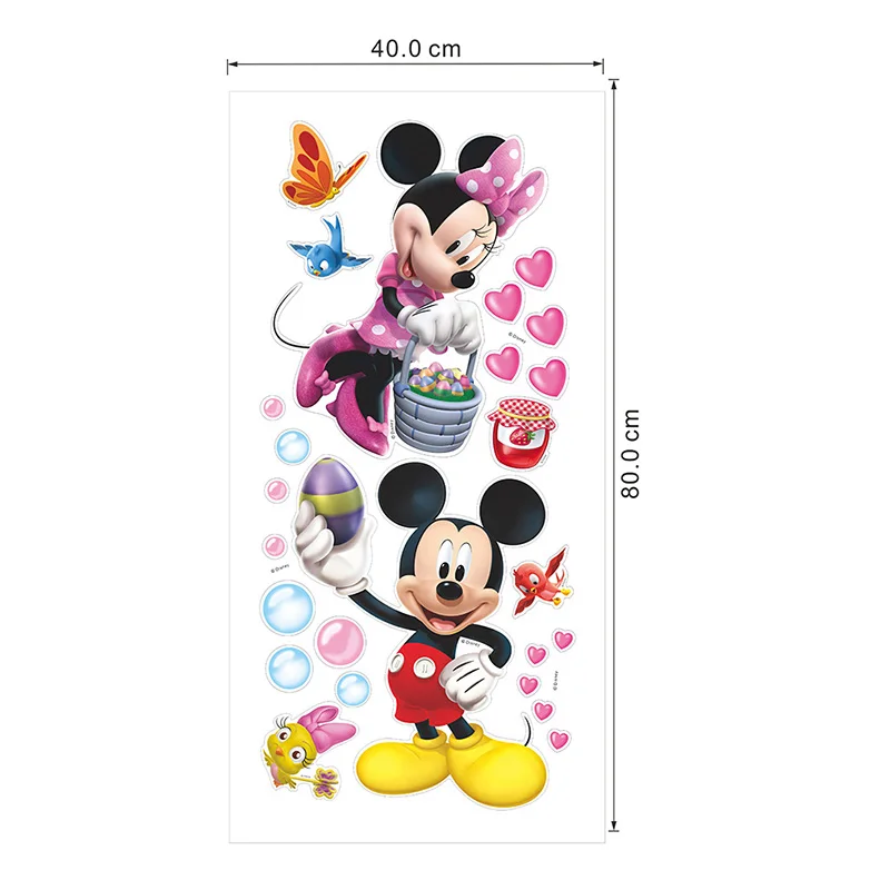 Оригинальная наклейка с изображением Минни Микки из мультфильма Дисней, розовая бабочка, фон для детской комнаты, спальни, водостойкая наклейка из ПВХ - Цвет: 1
