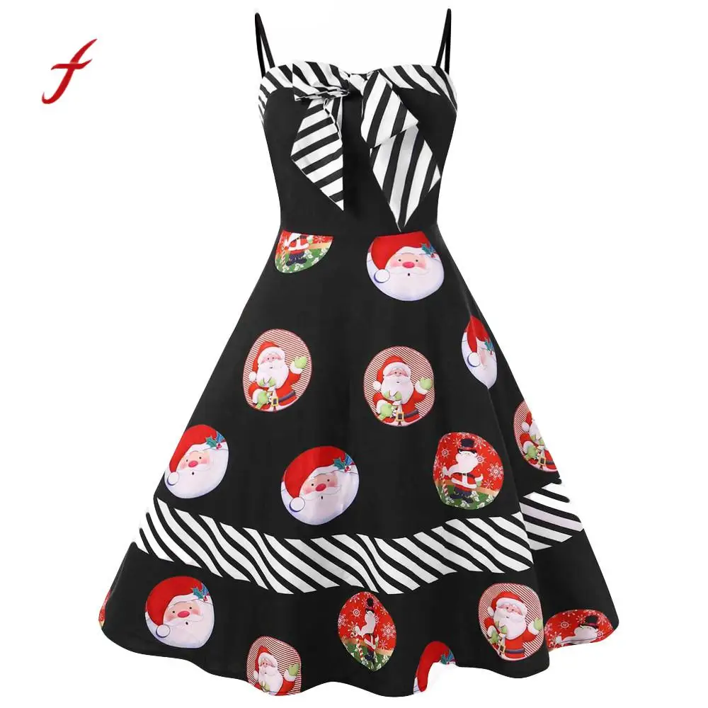 

Sexy Strapless Dress Winter Christmas Women Dress Plus Size Bow Color Block Striped Santa Print Dresses For Women Female /PT
