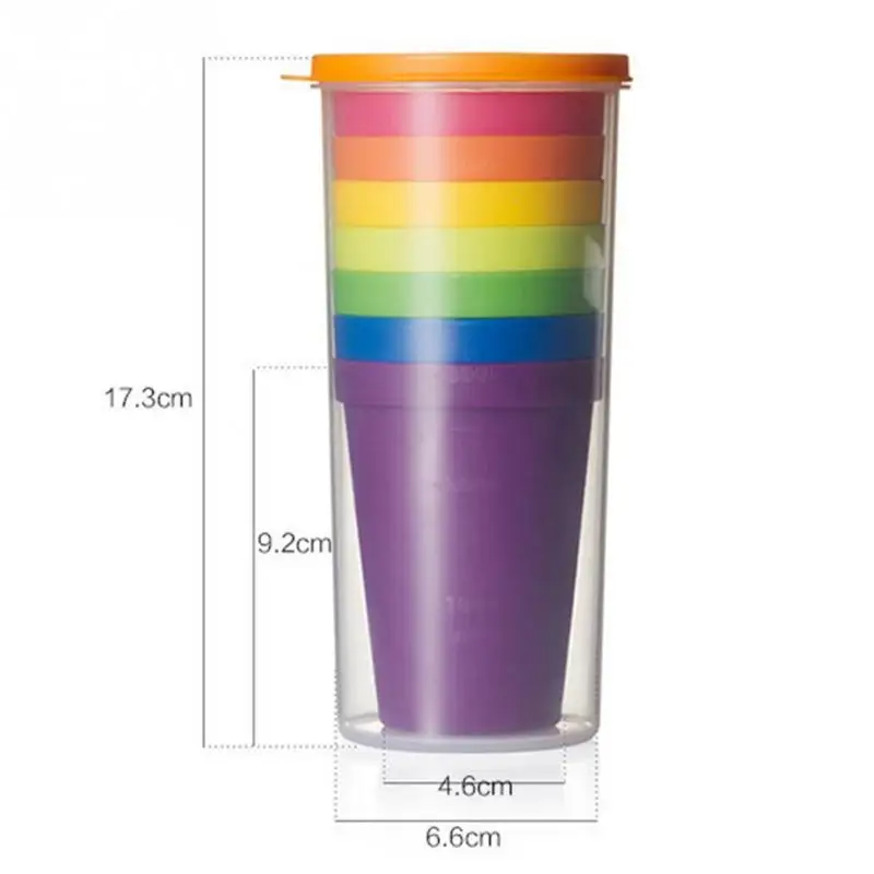 7 pz/set Bicchieri di Plastica Arcobaleno di Colore Portatile di Picnic Turismo Tazza di Caffè Tazza di Acqua Per Uso Domestico Utensili Da Cucina