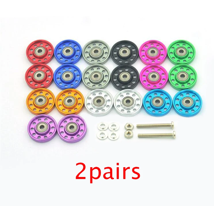 

2 Pairs 13mm Aluminum Rollers Bearing Screw Nuts Gaskets Set Spare Part for Tamiya Mini 4WD Racing Car Model 95301
