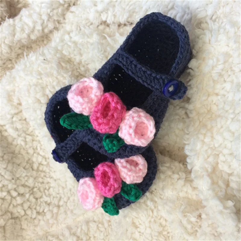 

QYFLYXUE- Free shipping rochet Baby Shoes, Baby White bow Flip Flops, Crochet Baby Toddler Shoes