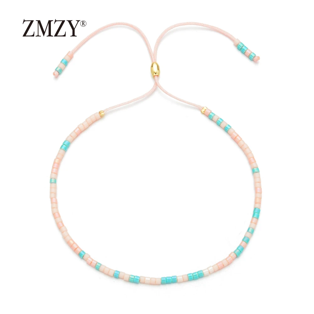 ZMZY Boho Multicolor Miyuki Bracelets for Women Cute Mini Delica Beads Bracelet Jewelry Adjustable Rope Chain Bracelet Femme - Окраска металла: QQSL011-9