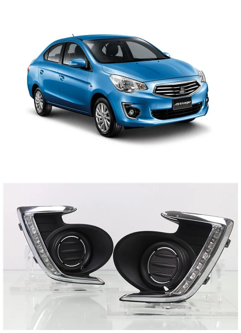 

WHITE YELLOW LED DRL Daytime Runing Lights with turn Signal For Mitsubishi Attrage G4 2012 2013 2014 2015 2016