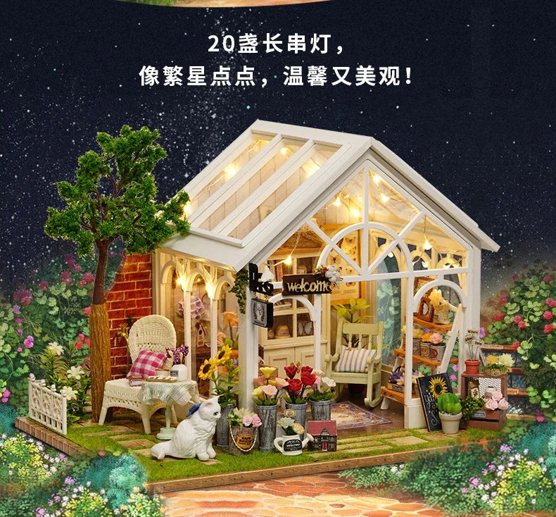 Casa de muñecas en miniatura de jardín banco de valla de encapsulamiento estaquilla Muebles de efecto invernadero 