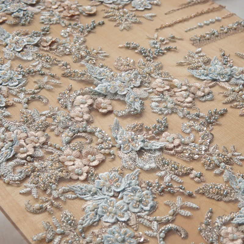 Hand-nailed Beads Three-dimensional Embroidery Soft Screen Yarn Positioning Lace Fabric Gift Dress Material sequin | Дом и сад