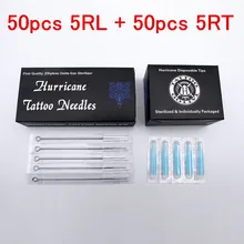 Одноразовые держатели с иглами для татуировки с иглой(5RL+ 5RT) 50 шт. татуировки иглы 5RL+ 50 шт. пластиковые татуировки Советы 5RT синие советы для татуировки пистолет