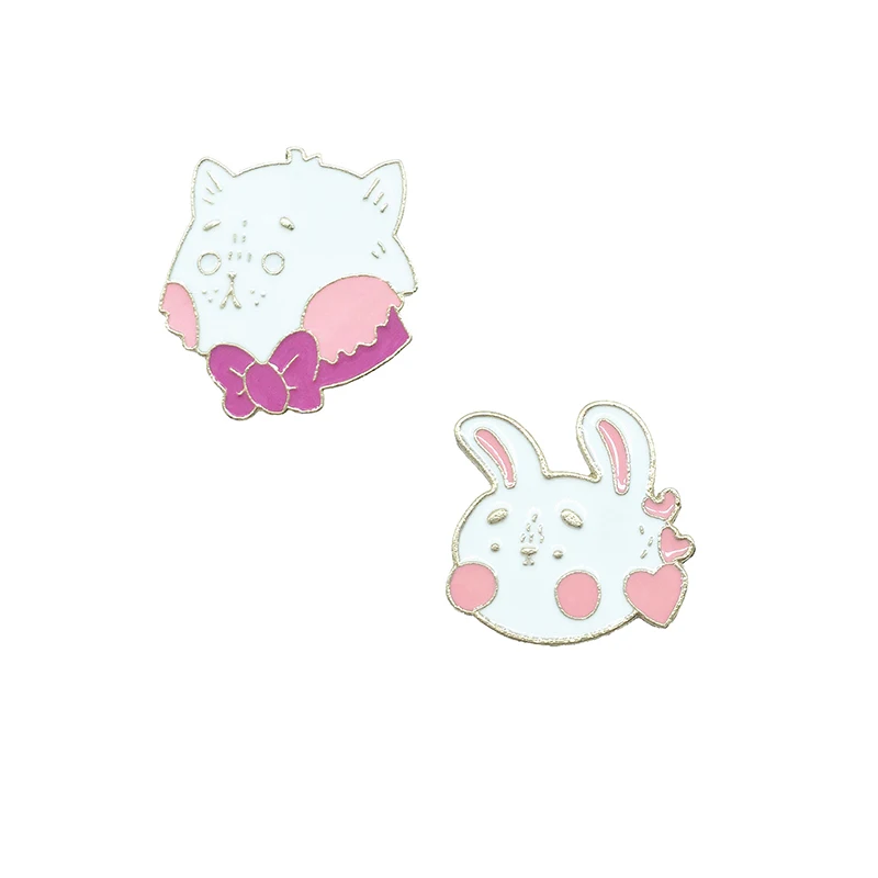 

New cartoon bow cat love rabbit gold brooch creative cute bunny cat badge brooch cute fashion trend jewelry