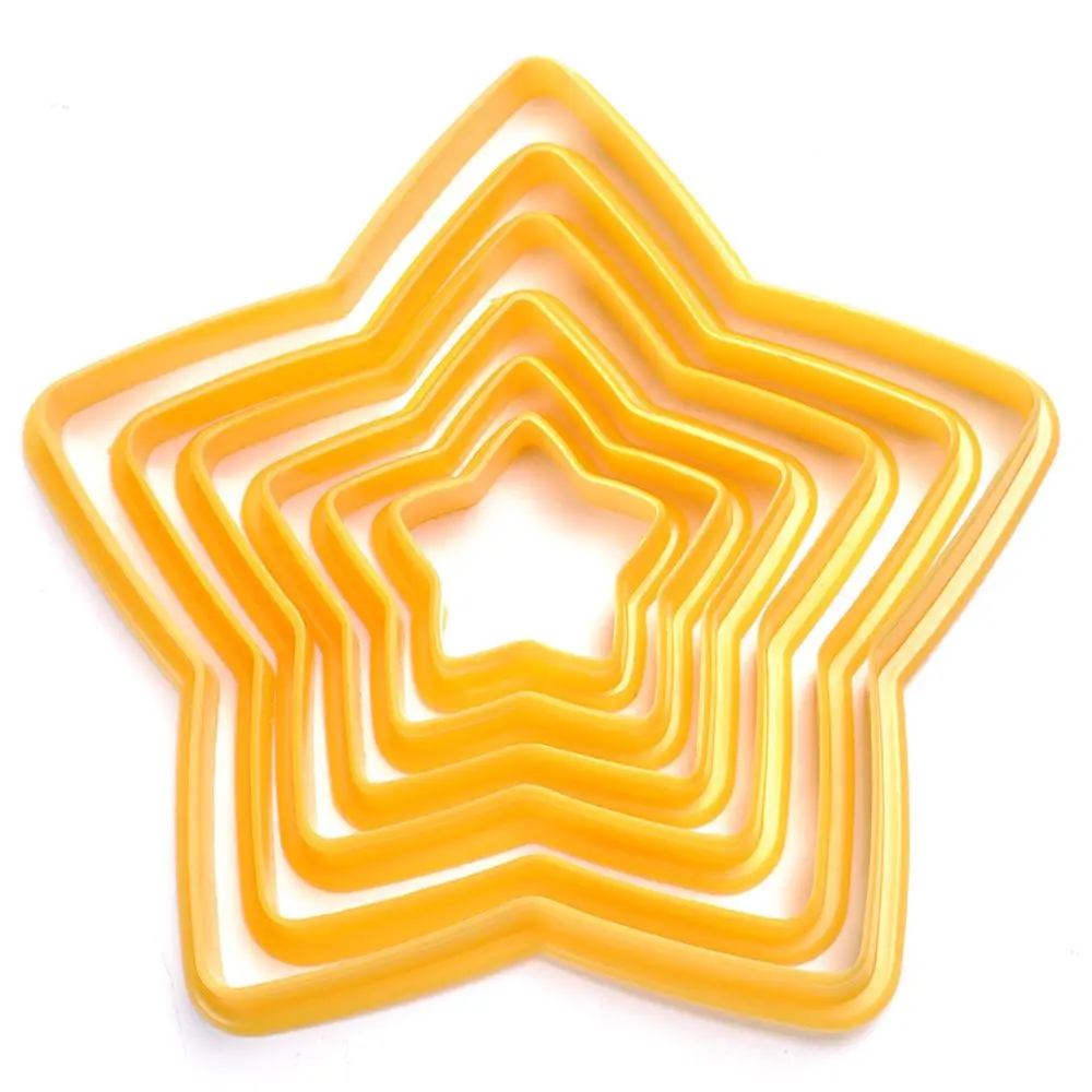 

Star Shaped Plastic Cake Mold Cookie Cutter Biscuit Stamp Fondant Cake Decorating Tools 6 Pcs/Set