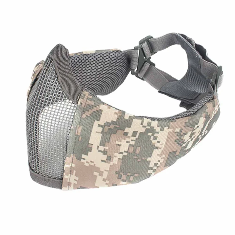 

Airsoft Mask At Halg Lower Face Metal Steel CS Halloween Party Half Face Mask Net Mesh Mask Hunting Cycling Tactical Mask