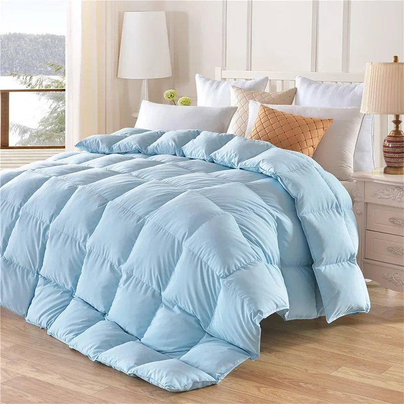 Spring and autumn goose feather couette duvet blue cotton vertical
