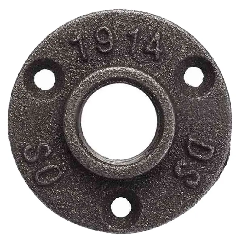 

3/4inch Malleable Iron Pipe Floor Flange Threaded Fitting, Black- Pack of 10