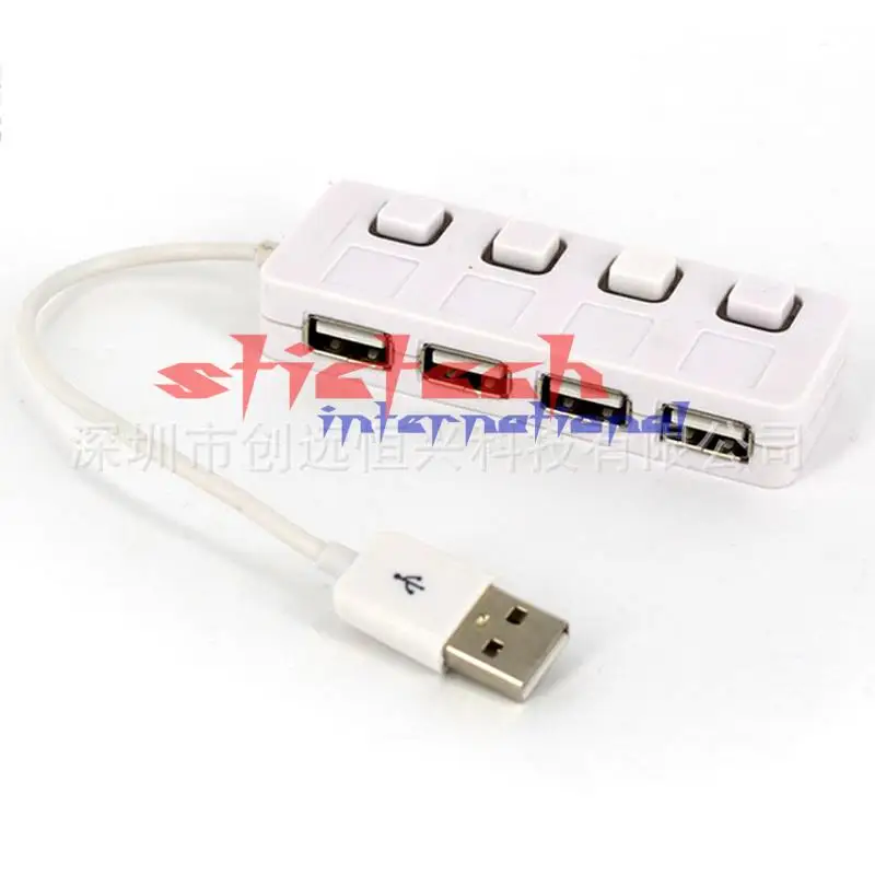 Dhl ИЛИ ems 200 шт мини 4 порта USB концентратор 2,0 Мульти USB 2,0 концентратор USB разветвитель вкл/выкл переключатель для ноутбук Laptop персональный компьютер