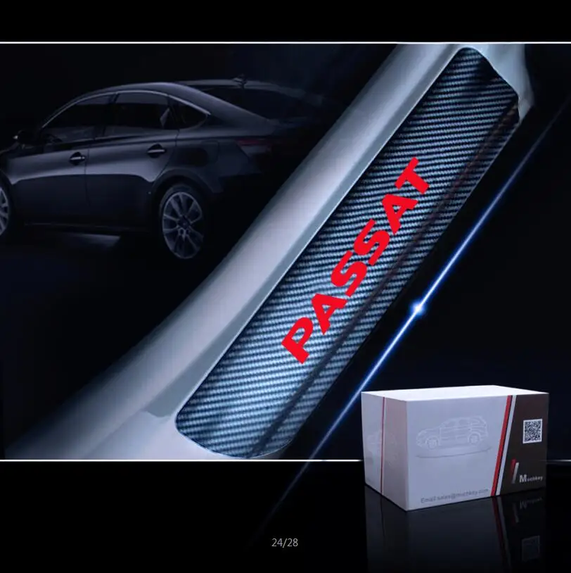Для VW Passat защита порога Светоотражающая 4D Наклейка из углеродного волокна накладка на задний бампер дверной порог 4 шт. красный - Название цвета: Красный