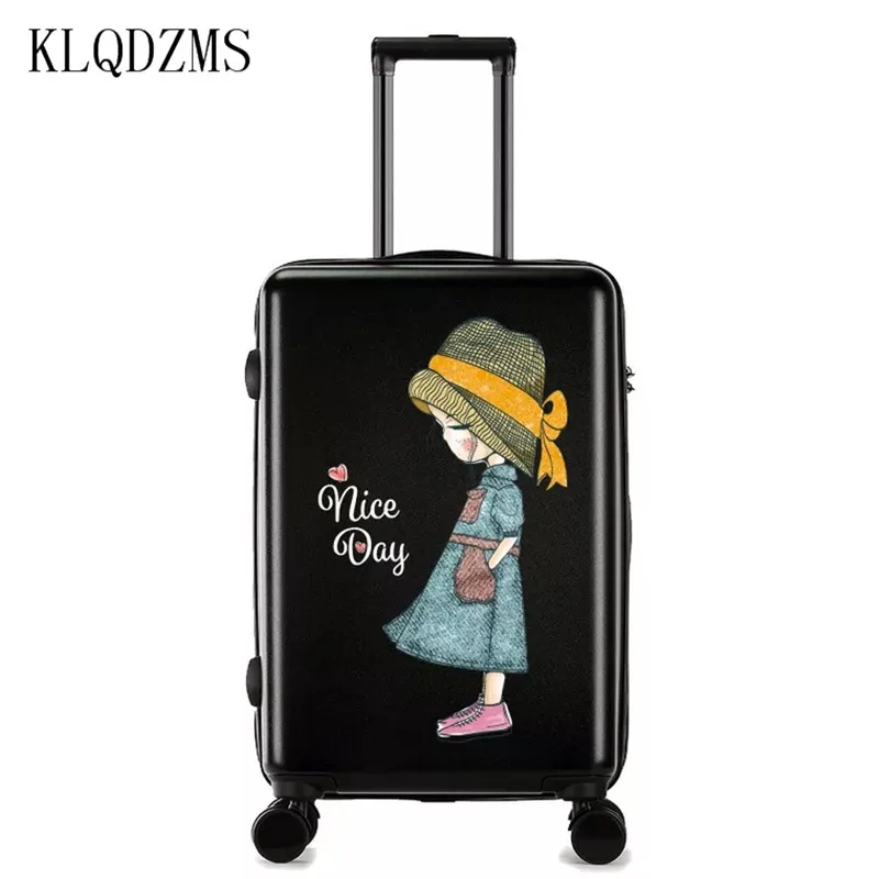 KLQDZMS 20/24 &quotABS + PC мультфильм девушки Дорожный чемодан кабина тележка на
