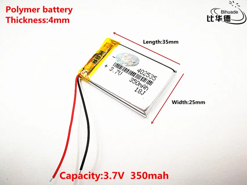 10 шт литиевая батарея хорошего качества 3,7 V, 350 mAH, 402535 полимерный литий-ионный/литий-ионный аккумулятор для игрушки, POWER BANK, gps, mp3, mp4