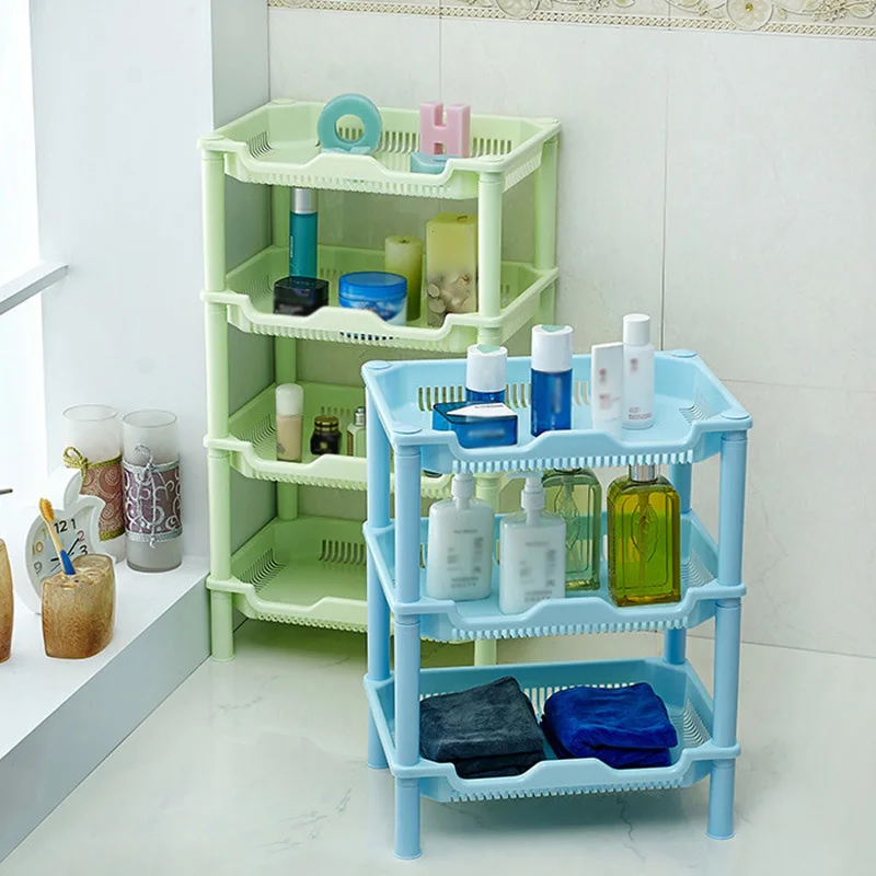 Стеллаж для хранения ванной комнаты трехуровневая полка ванная пластиковая