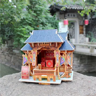 130Chinese Theater DIY Деревянные сборки Игрушечные лошадки DIY деревянная модель трехмерной 3D головоломки Обучающие Игрушечные лошадки для детей замок модели - Цвет: 130Chinese Theater
