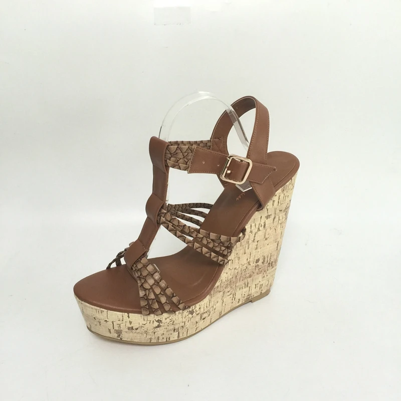 Brown T-Strap Women Sandals High Heels Wedge Shoes Women Heels Platform T-Strap Women Size 12 High Heels Sapatos Feminino