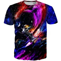 PLstar Космос бренд Для женщин/Для мужчин 3d печати хип-хоп Футболка астронавт серфинг с футболка с дельфинами уличной летние топы XS-7XL