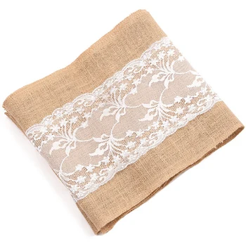 

12 X 108 Inch Set Of 5 Burlap Lace Hessian Table Runner Rustic Natural Jute Country Wedding Party Dining Table Decoration Farm