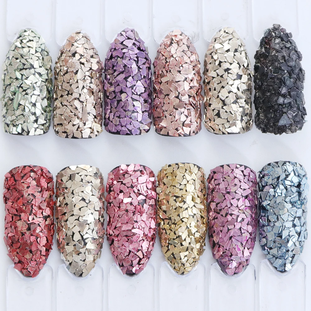 12 сеток/набор хлопьев нестандартные Блестки для ногтей блестки цвета