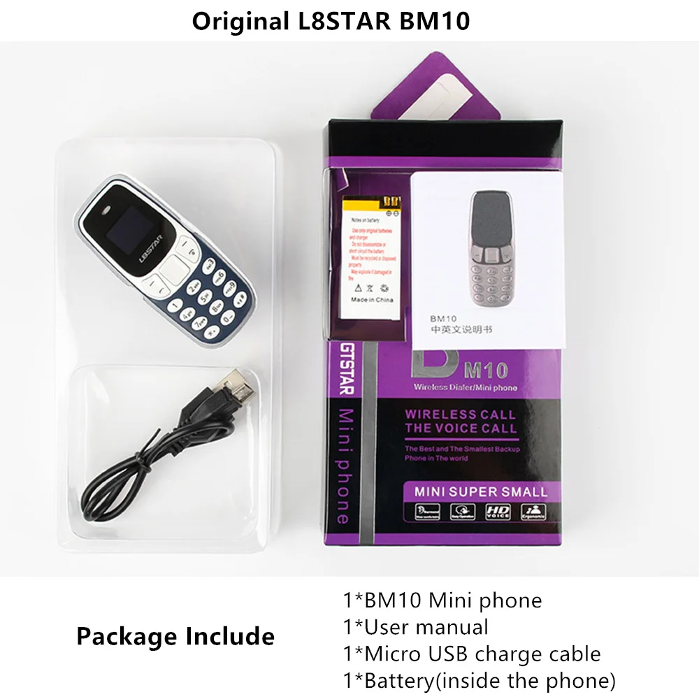 10 шт./лот L8star BM10 мини телефон с двумя Sim картами разблокированный сотовый Bluetooth