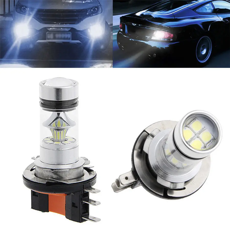 

Pair High Power 6000K White Canbus 100W LED H15 for VW Audi Mercedes BMW Projector Car Fog Driving Daytime Running Light Bulbs